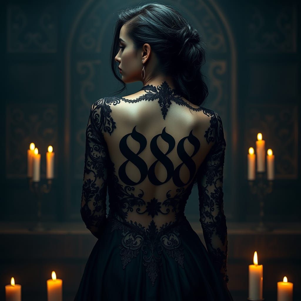 Gothic Goddess in Dark, Mystical Attire