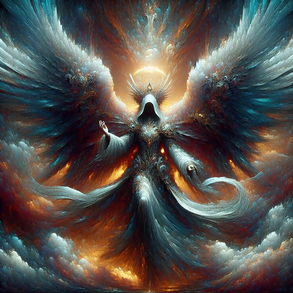 Majestic Archangel of Mercy in Detailed Matte Painting