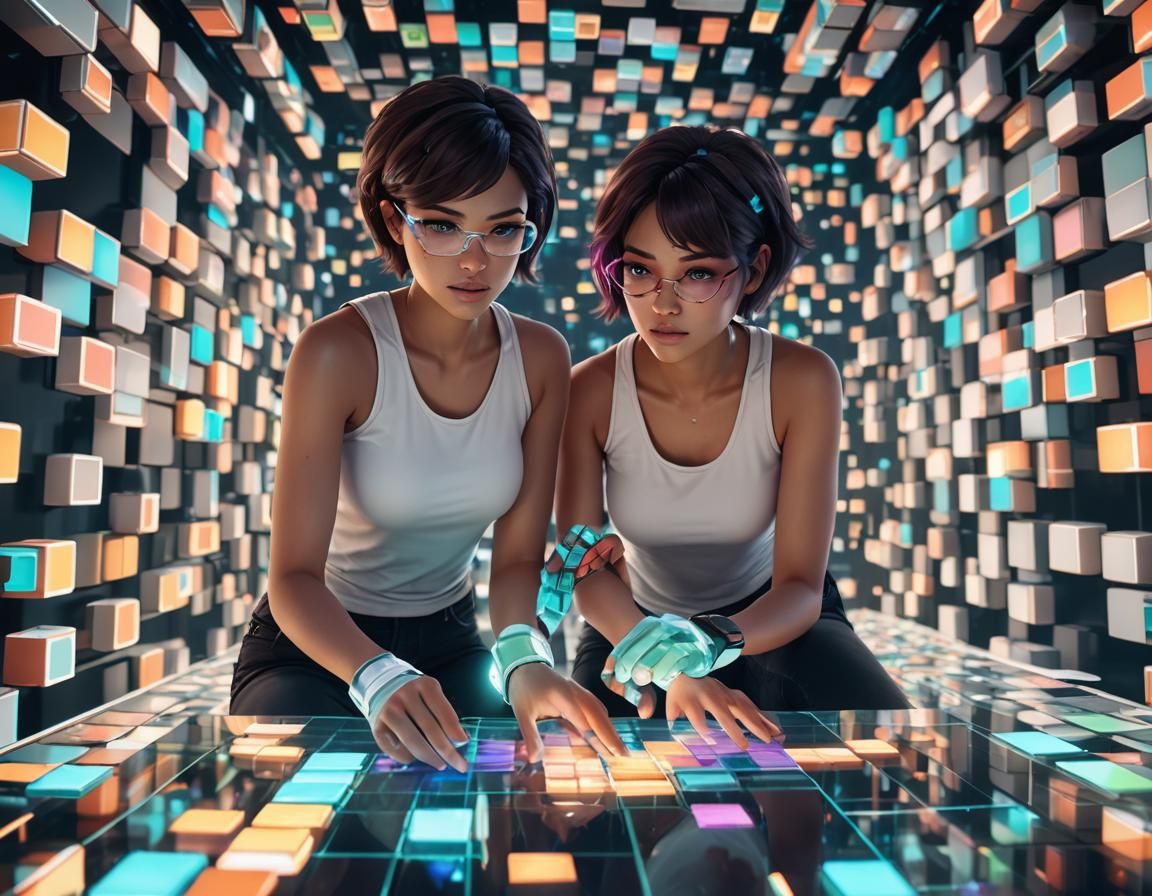 Woman Plays Holo-Game in Futuristic Apartment