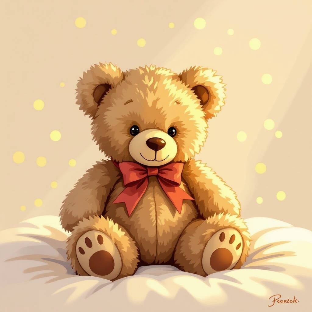 Whimsical Teddy Bear in Golden Light