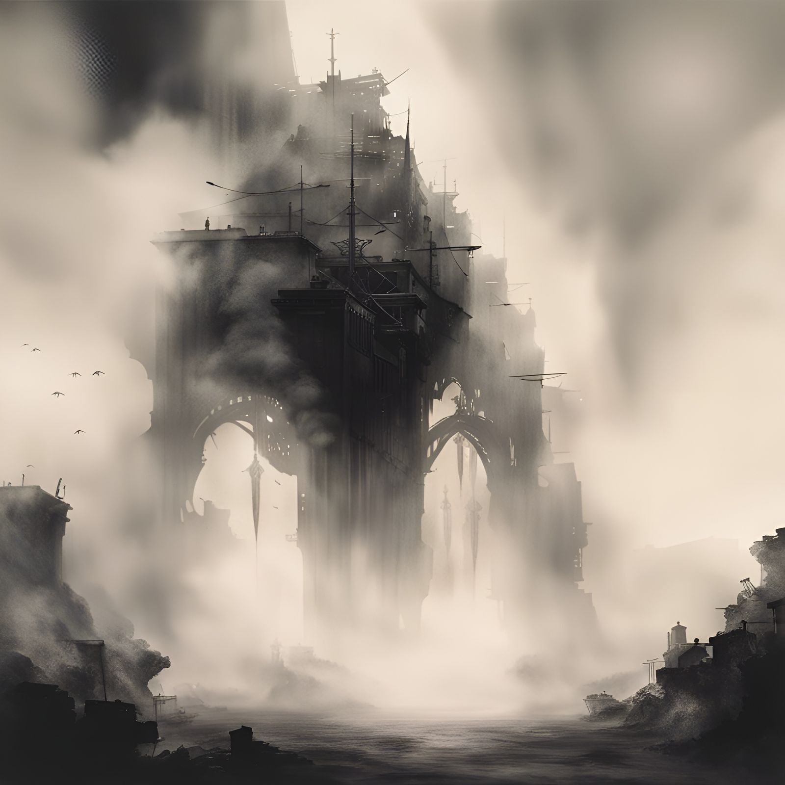 Ink-Wash Painting: Legion Obscured by Murky Smoke