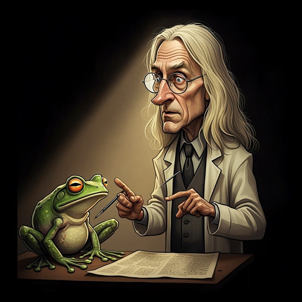 Old Man Teaches Science: Caricature in Newspaper Style