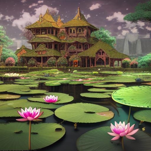 Miniature Haunted House in Lotus Pond: Anime Style