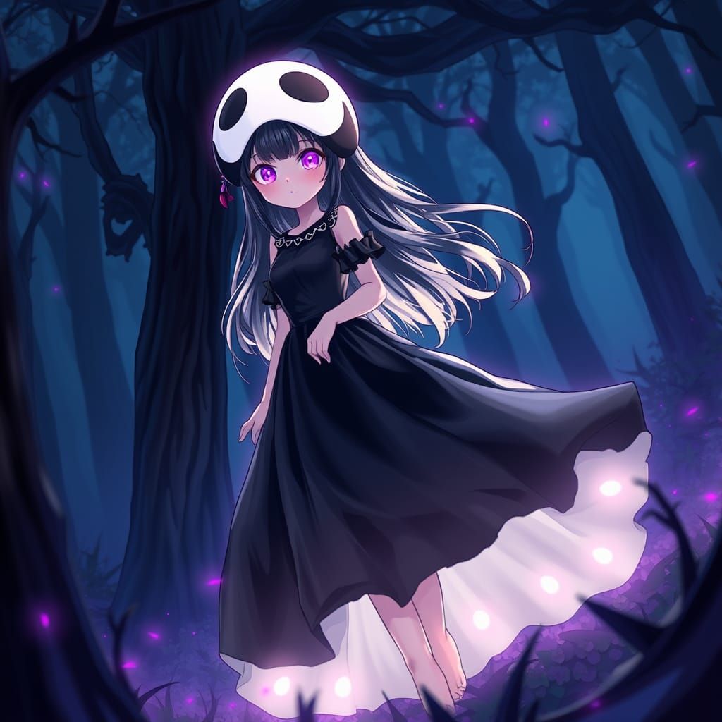 Anime Enderman Girl in Mystical Forest