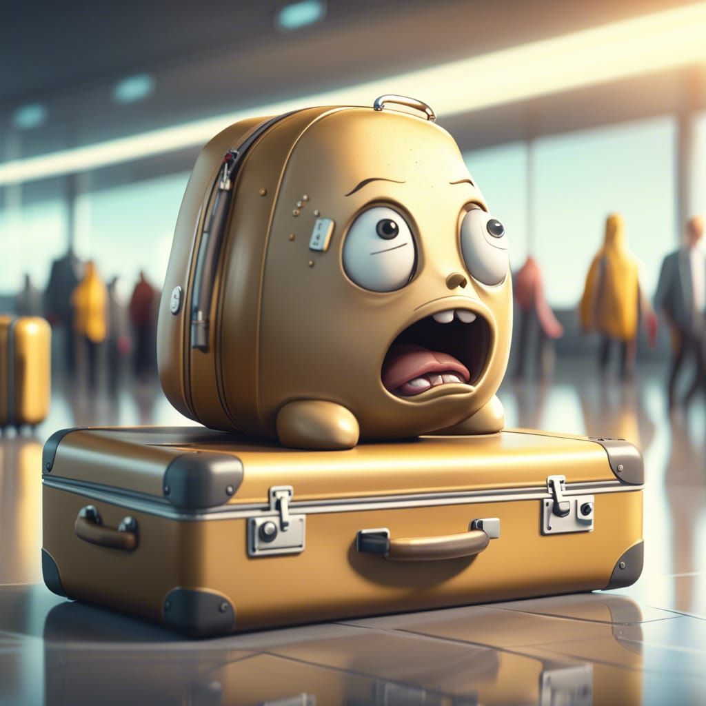 Luggage Crying: Emotional Baggage Digital Art