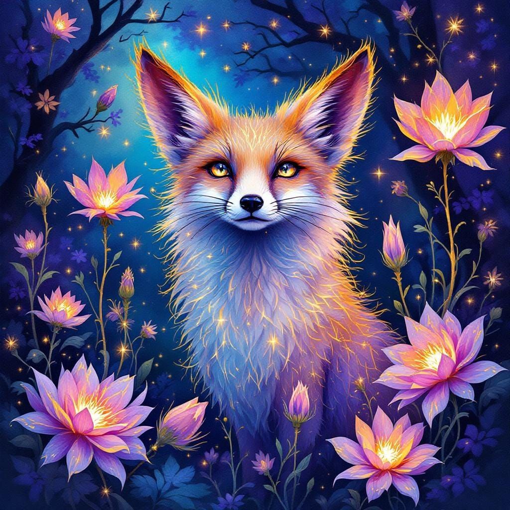 Whimsical Fox in Dreamcore Elfpunk Style