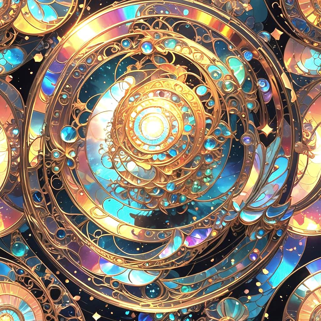 Eternal Iridescent Vortex in Art Nouveau Style