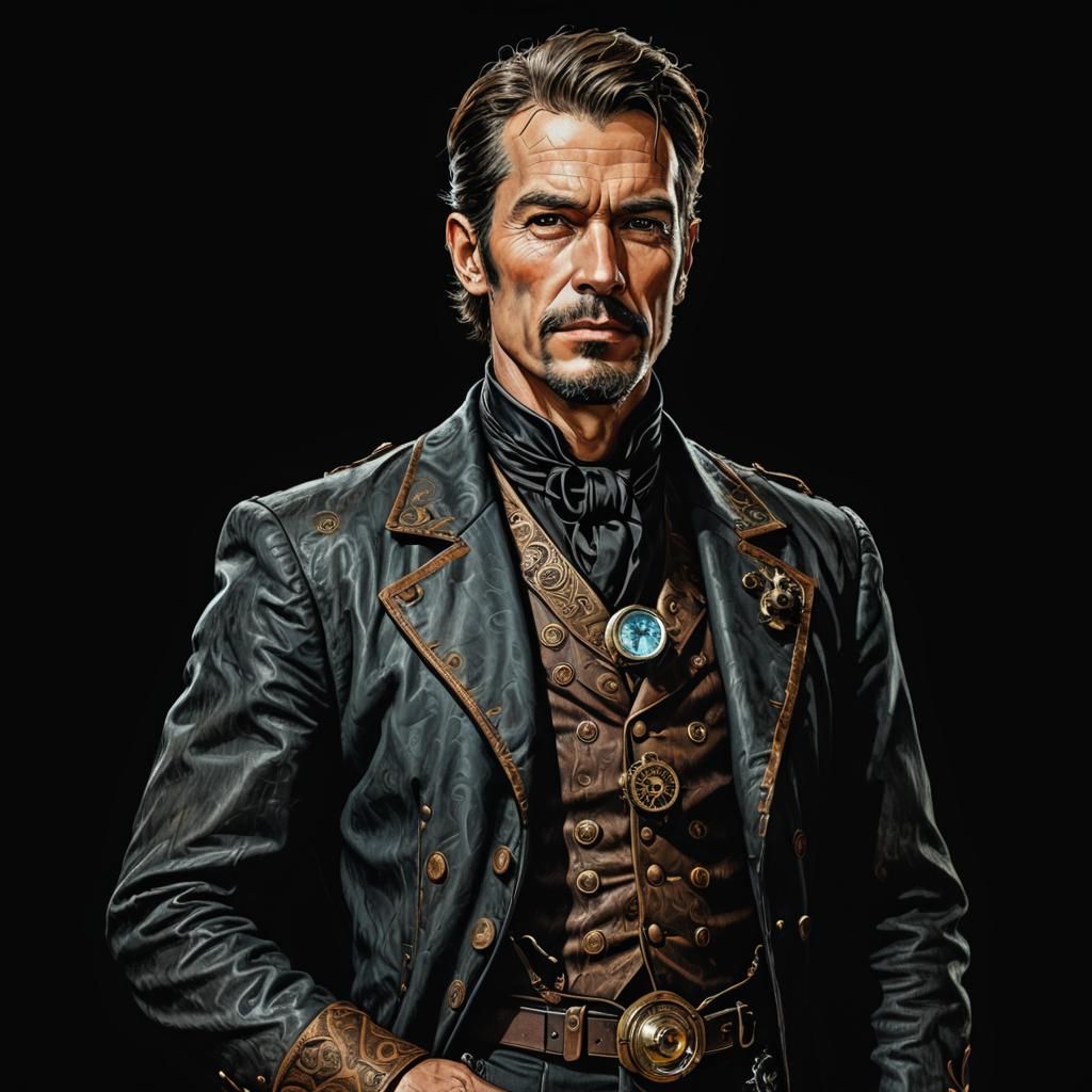 Steampunk Western Man in Photorealistic Surrealism