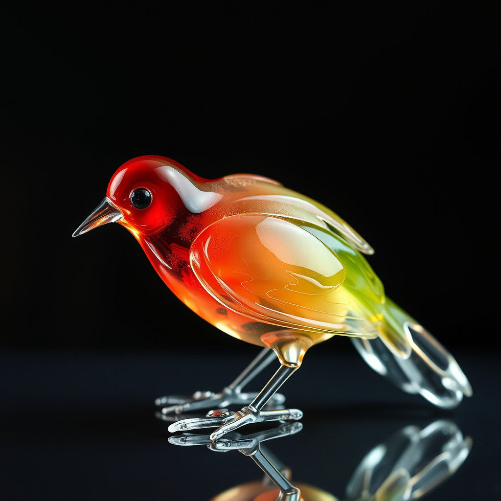 bird created from glass gelatin