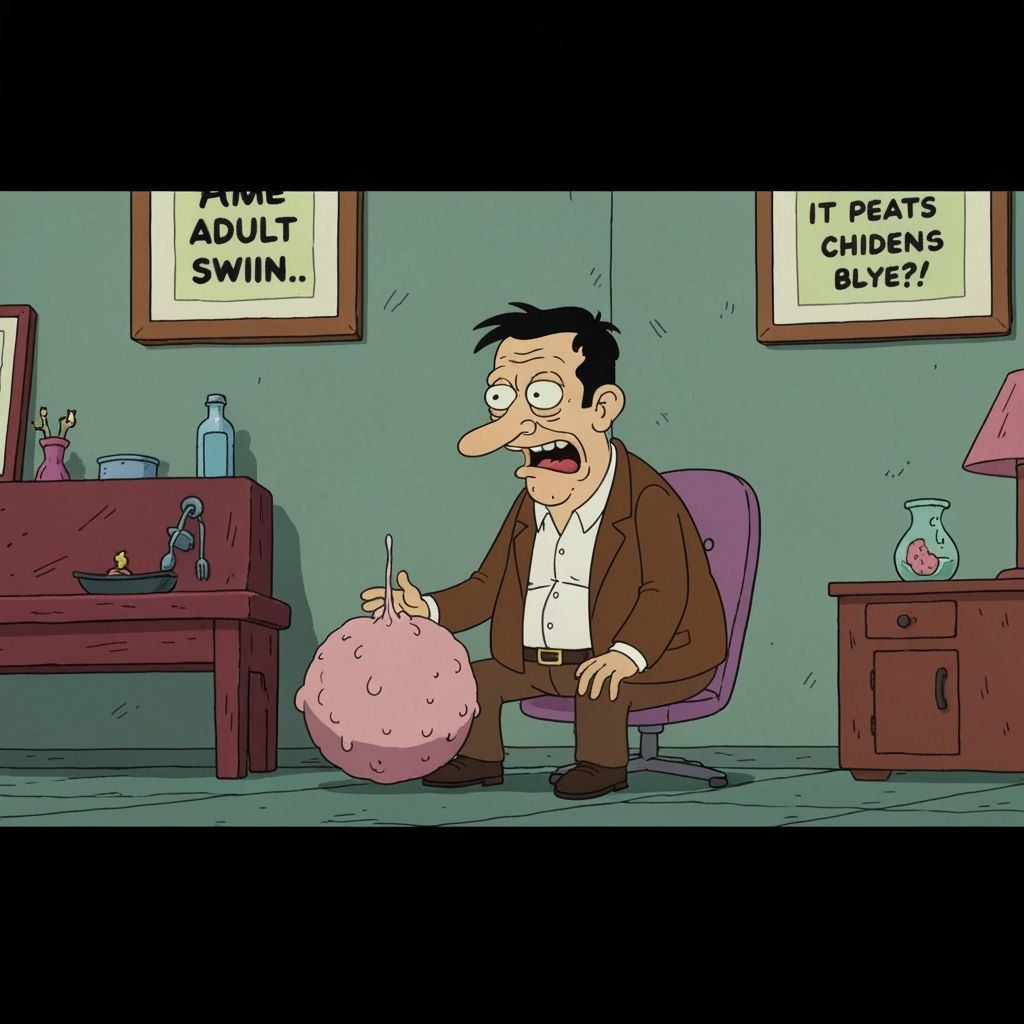 Grotesque Cartoon Character in Edgy Adult Swim Style