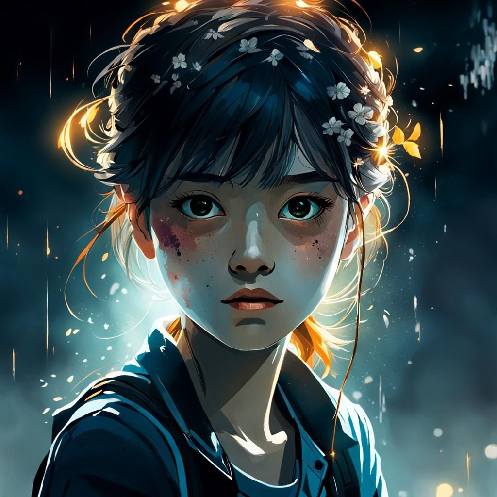 Double Exposure Watercolor Illustration in Flowery Pastel