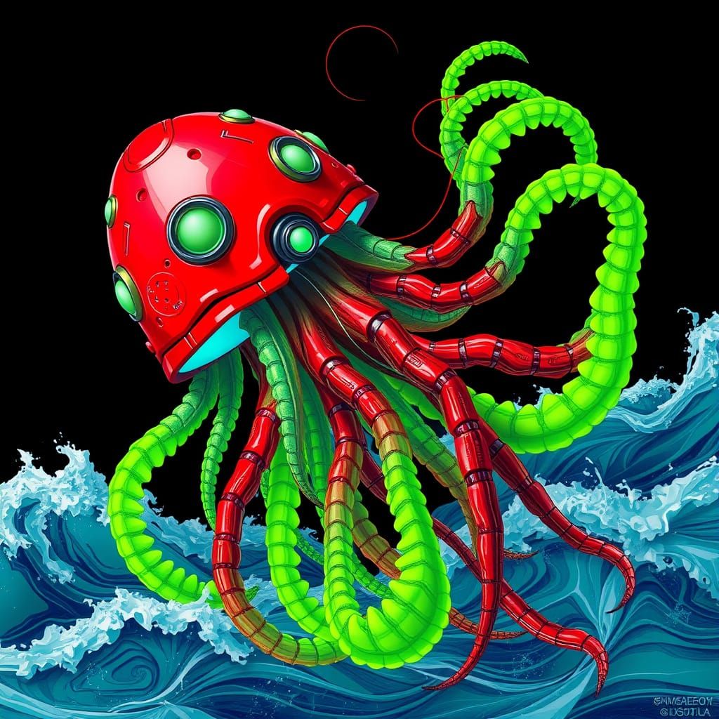 Robotic Jellyfish in Abstract Cubist Style