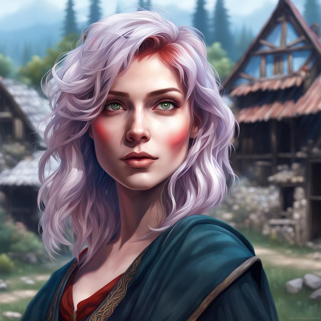 Romanian Woman Portrait in Florest Medieval Village