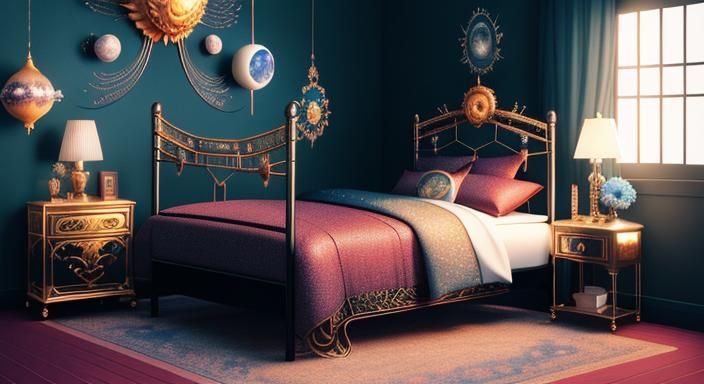 Surreal Sun and Moon Metal Bed Fairytale