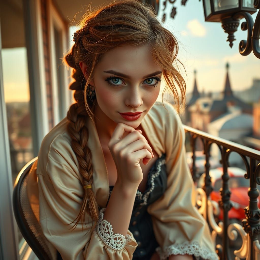 Woman on Balcony Overlooking New Orleans