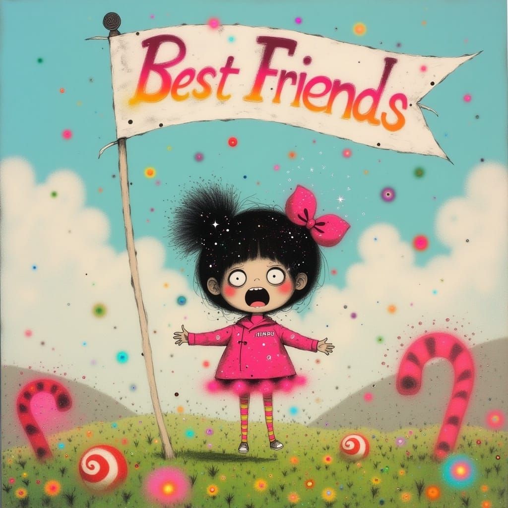 Vibrant Kawaii Cheerleader Soars in Sunny Meadow