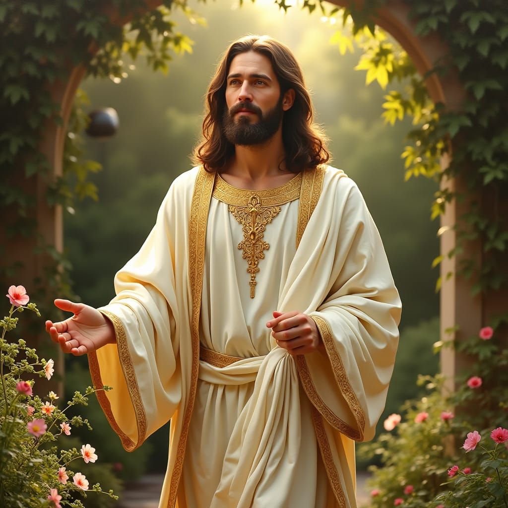 Majestic Jesus in Renaissance Garden