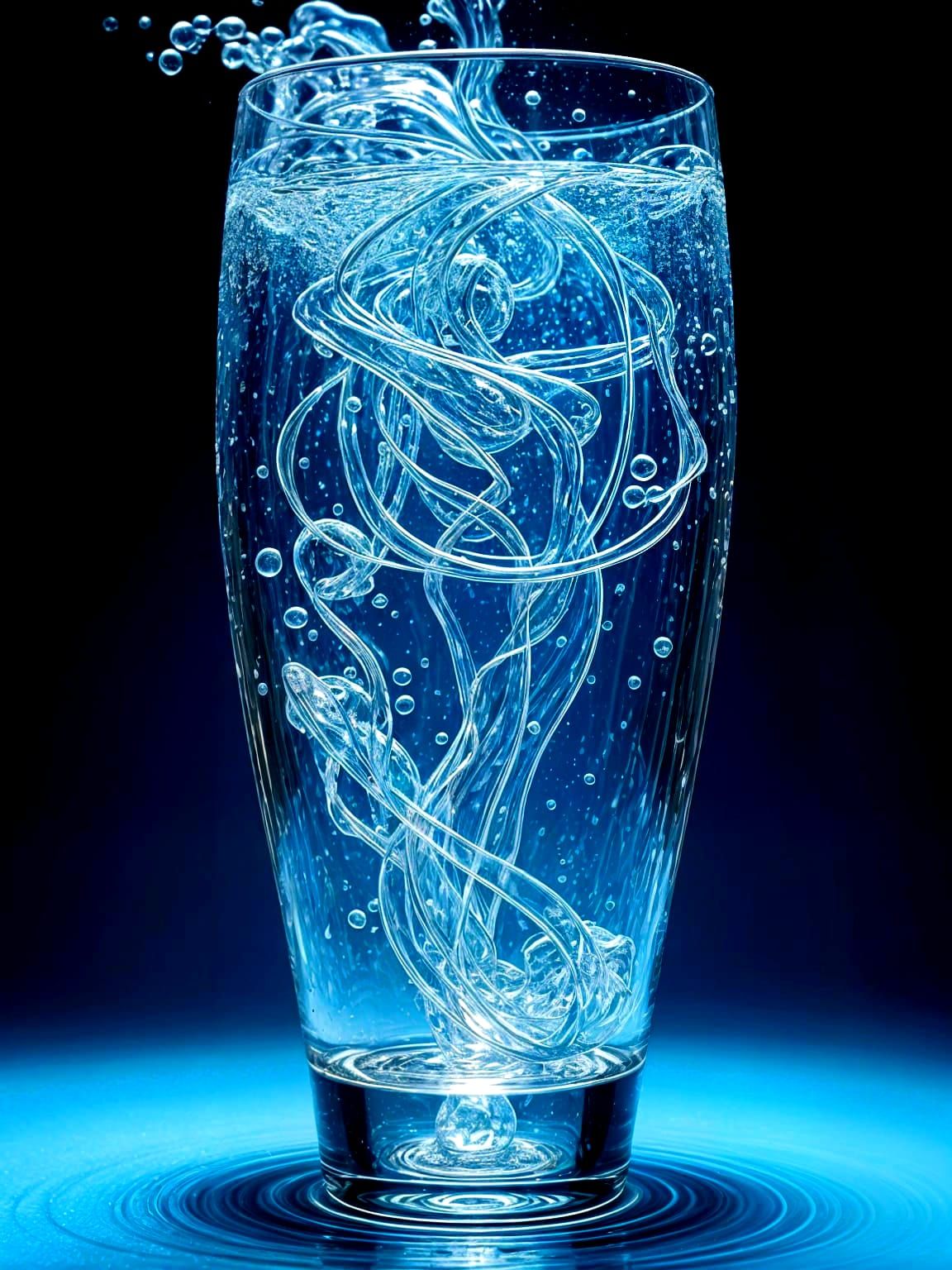 Transparent Waterbending Woman in Glass: 3D Anime Art