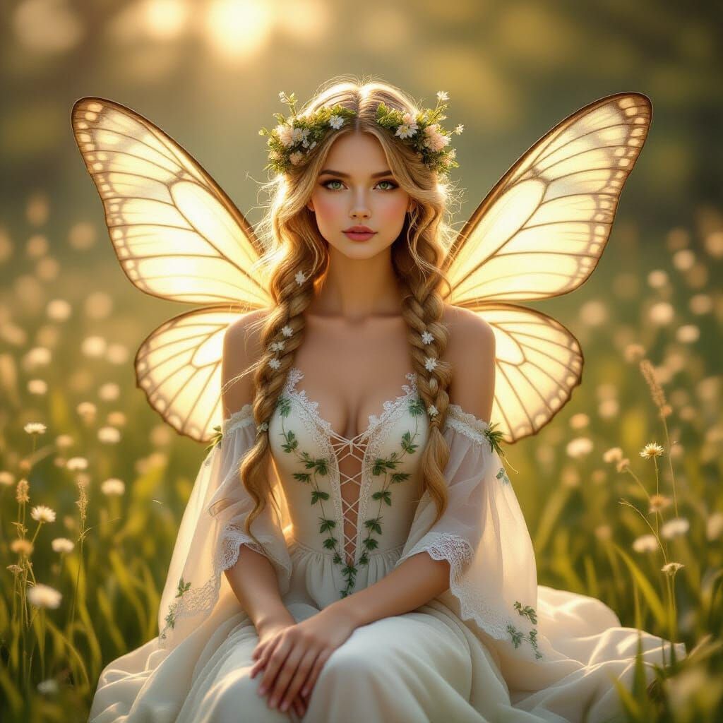Enchanted Woodland Fairy in Golden Hour Light