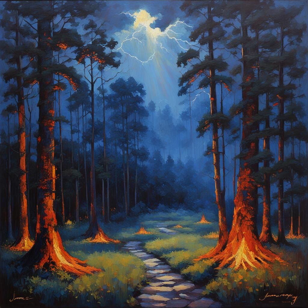 Ethereal Light and Shadow Dance: An Oil Painting