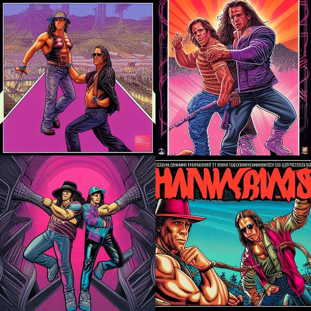 Shawn Michaels and Bret Hart in Comic Book Art