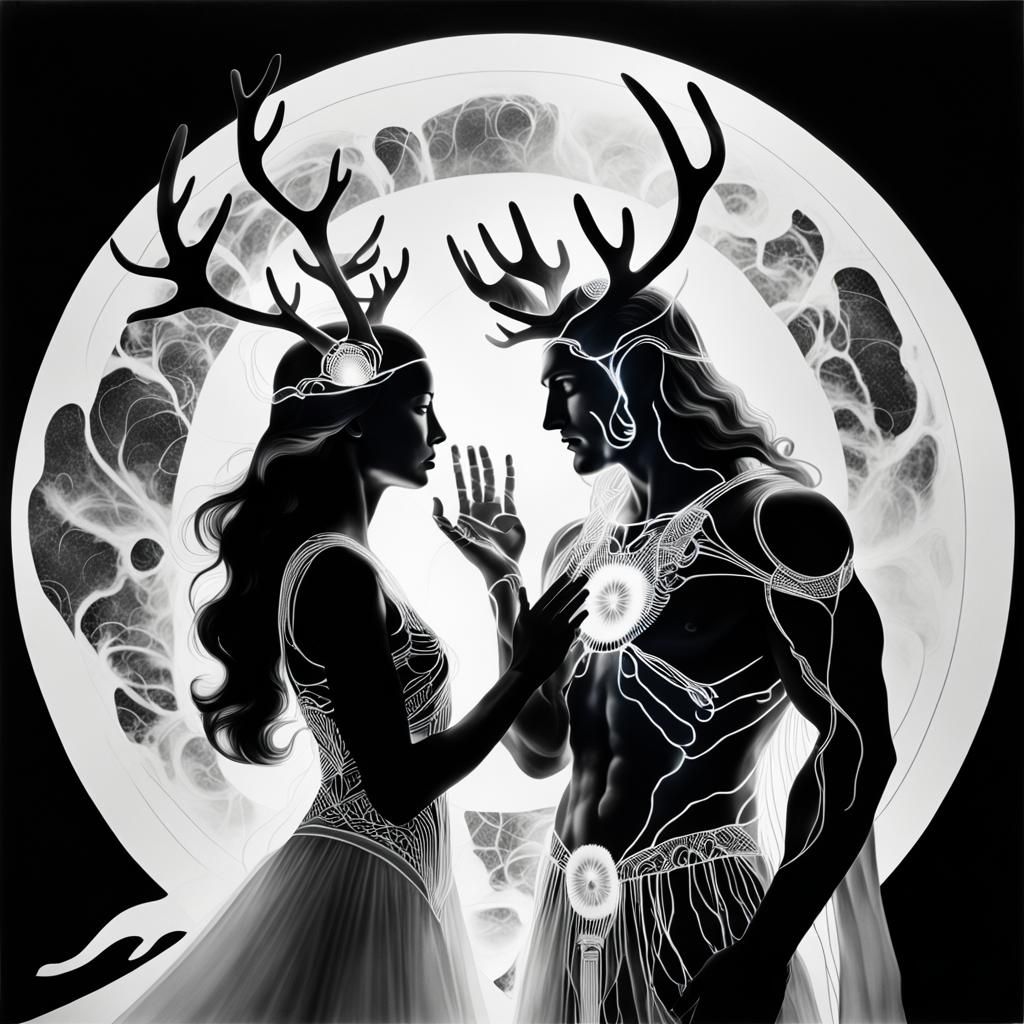 Photogram of Antlered Man and Earth Goddess