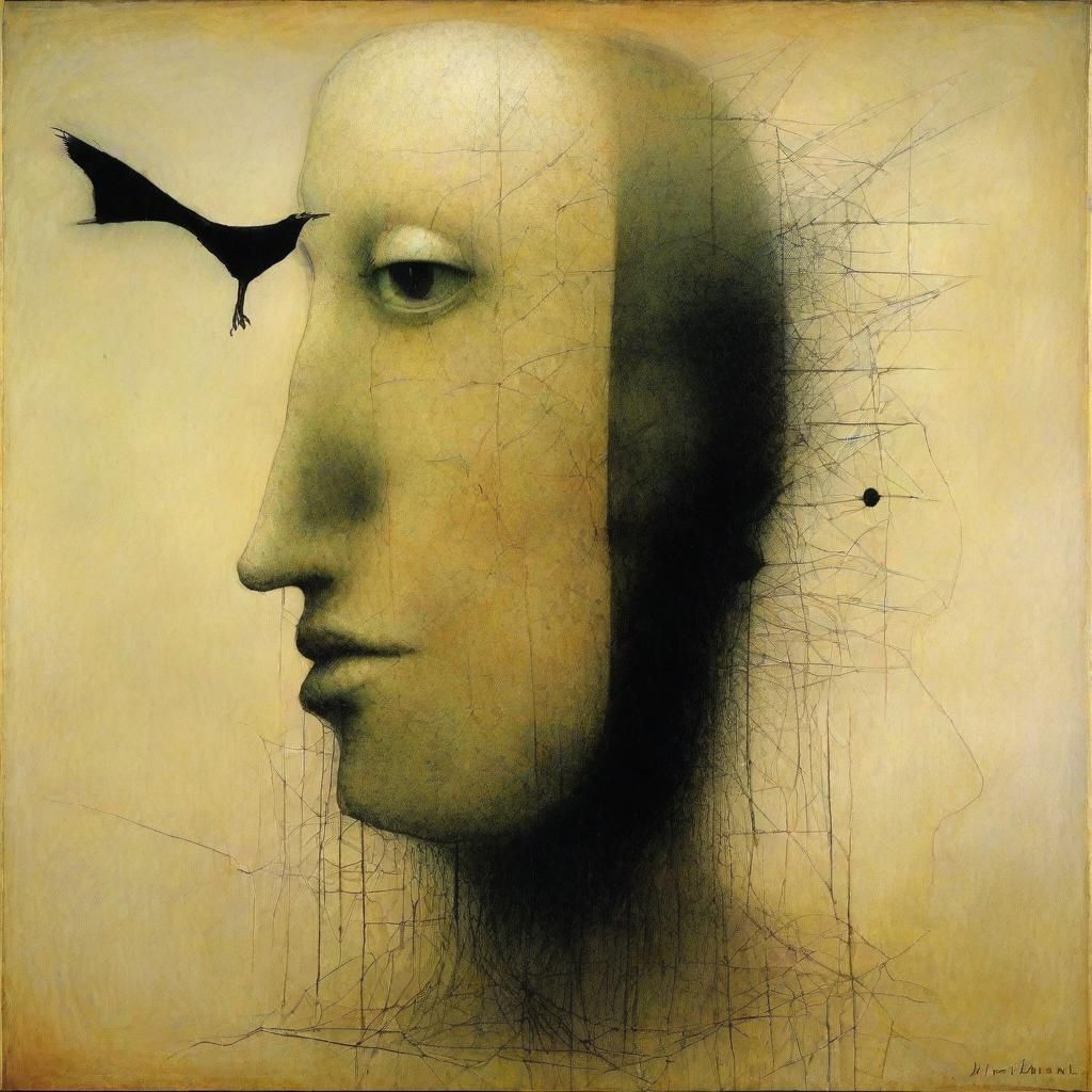 Surreal No Face Figure Inspired by Masters
