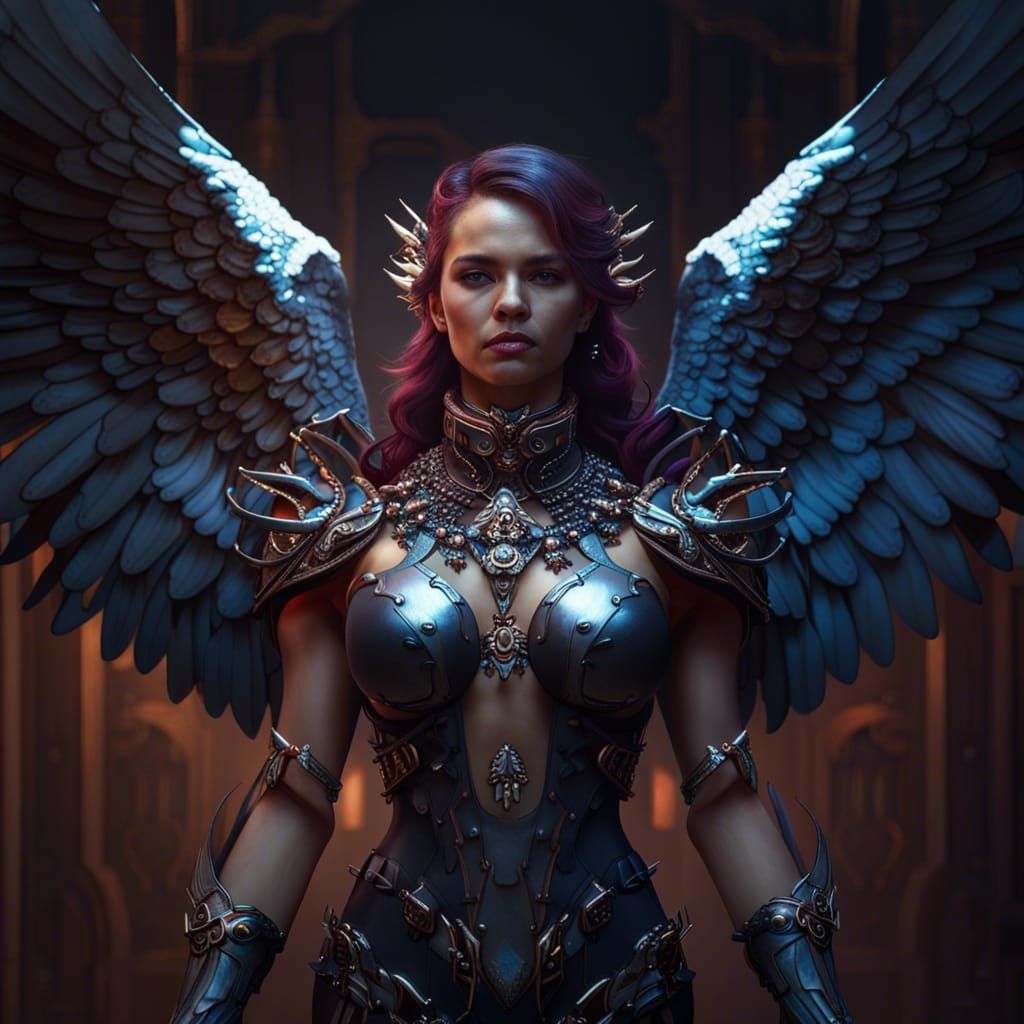 Submissive Female Angel in Detailed Matte Painting