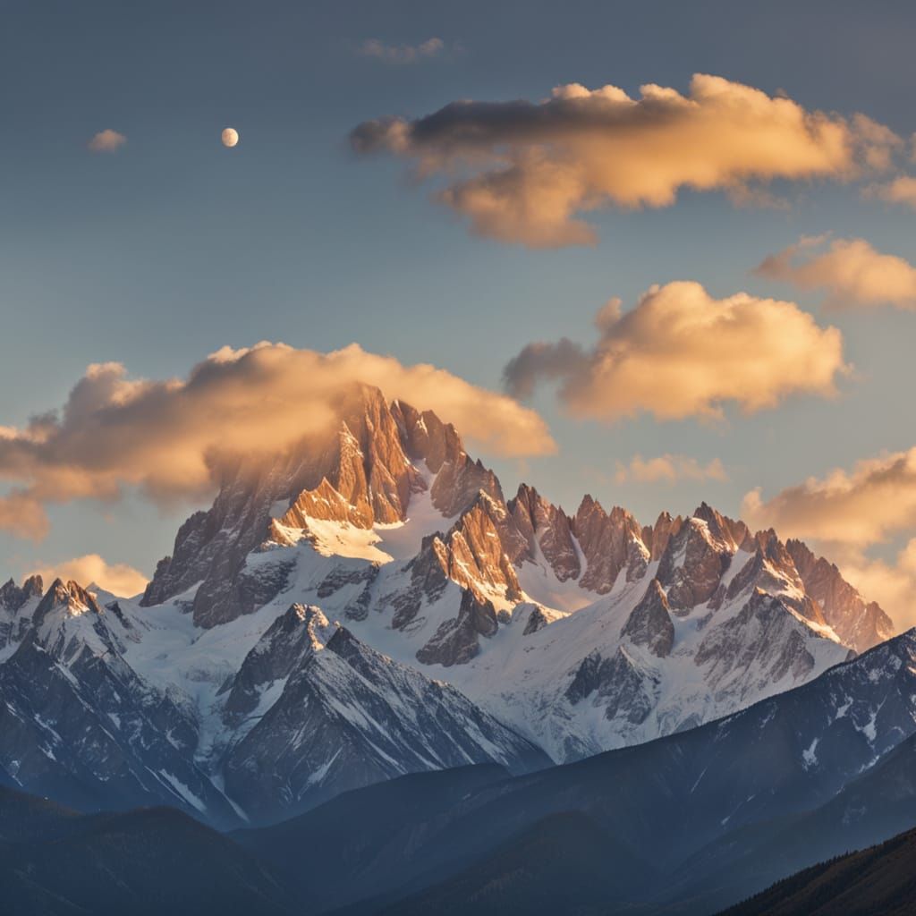 Majestic Mountains in Golden Hour Light
