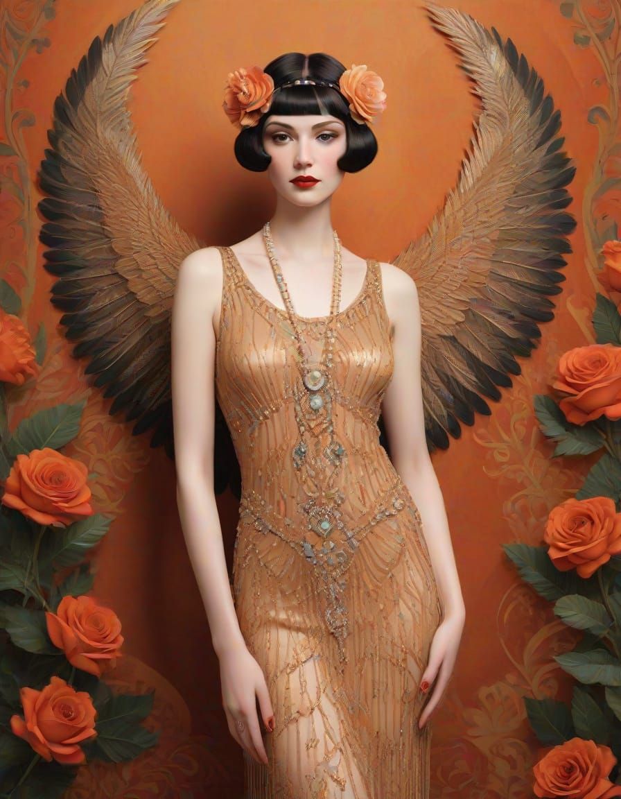 1920s Flapper Woman in Art Deco Style