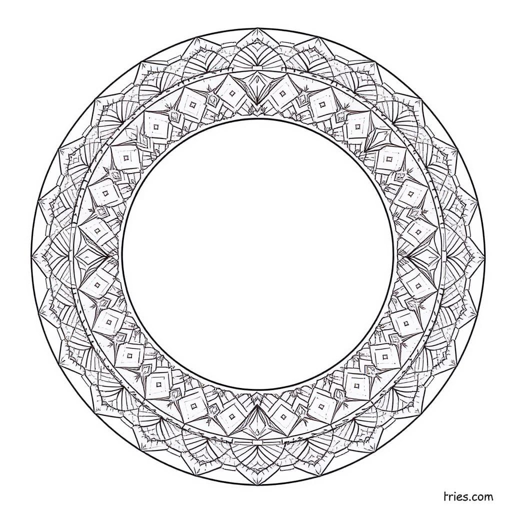 Xianxia Mandala Coloring Page in Black Line Art