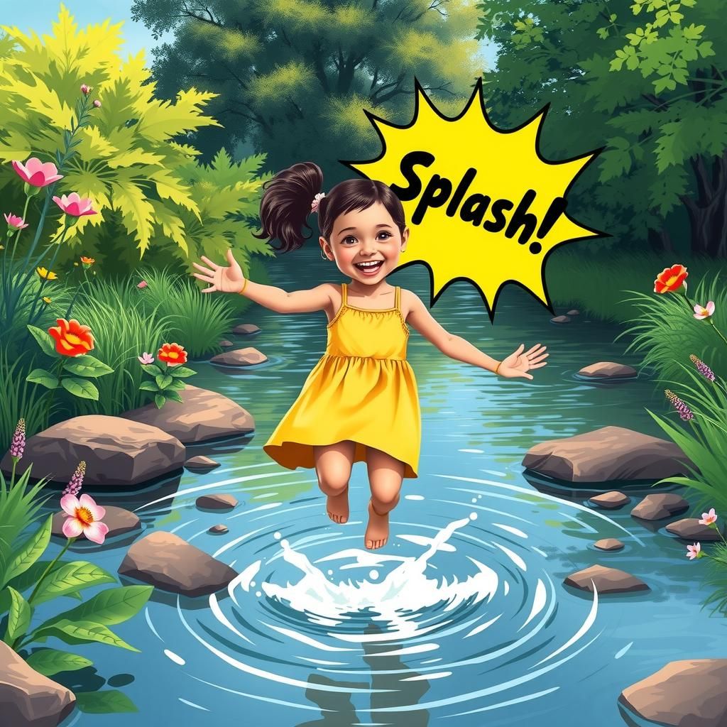 Girl Jumps into River with Comic Book Splash