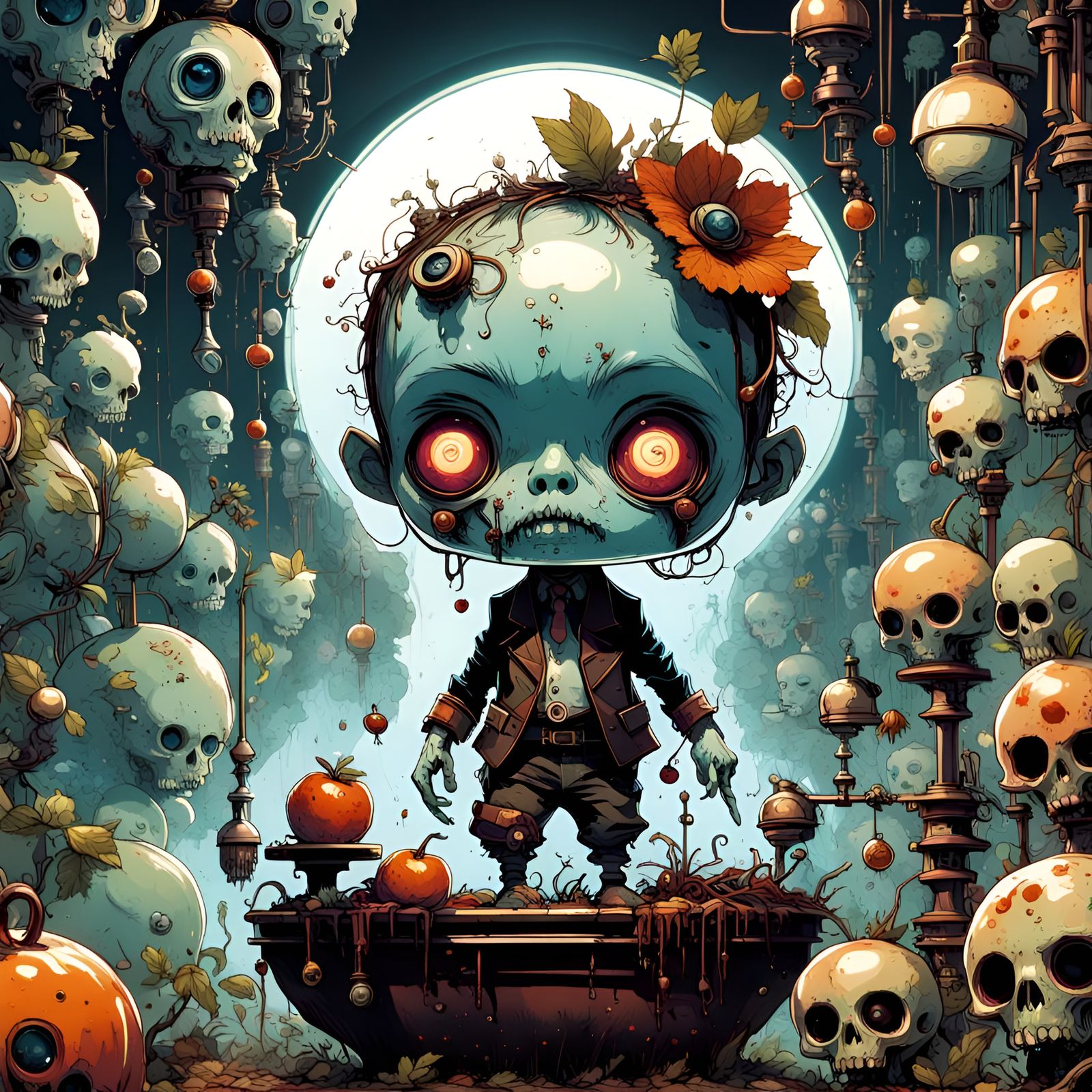 Blueberry brain eater steampunk chickadee