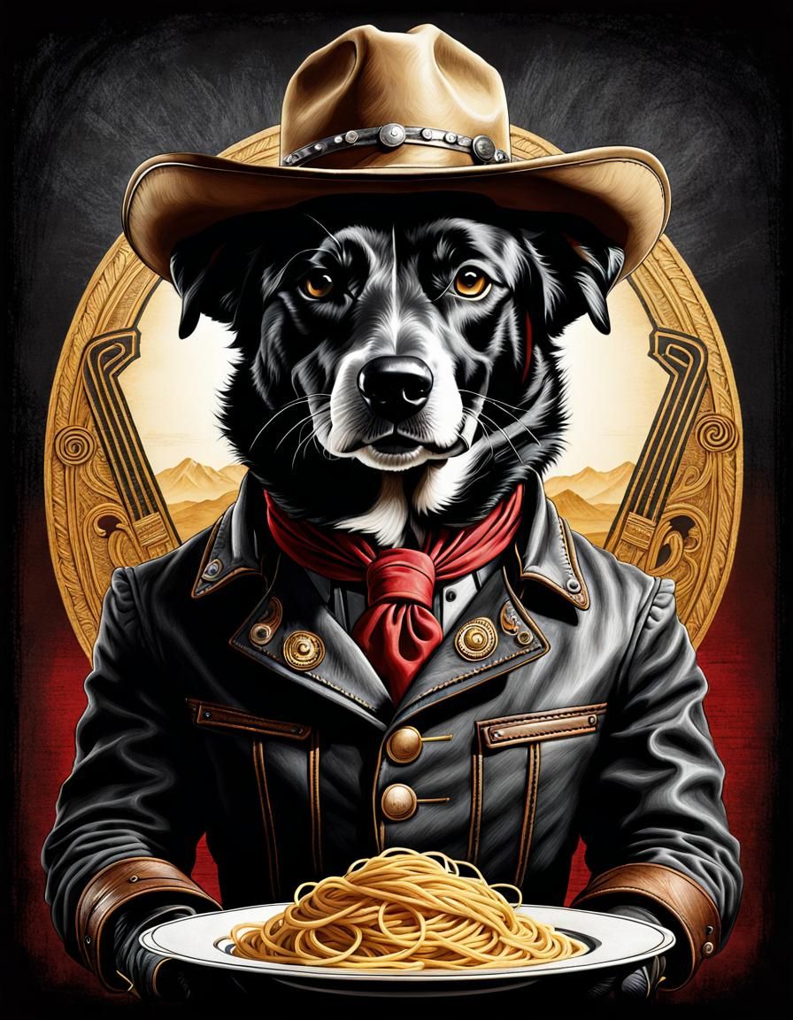Cowboy Bandit Dog in Spaghetti Western Style