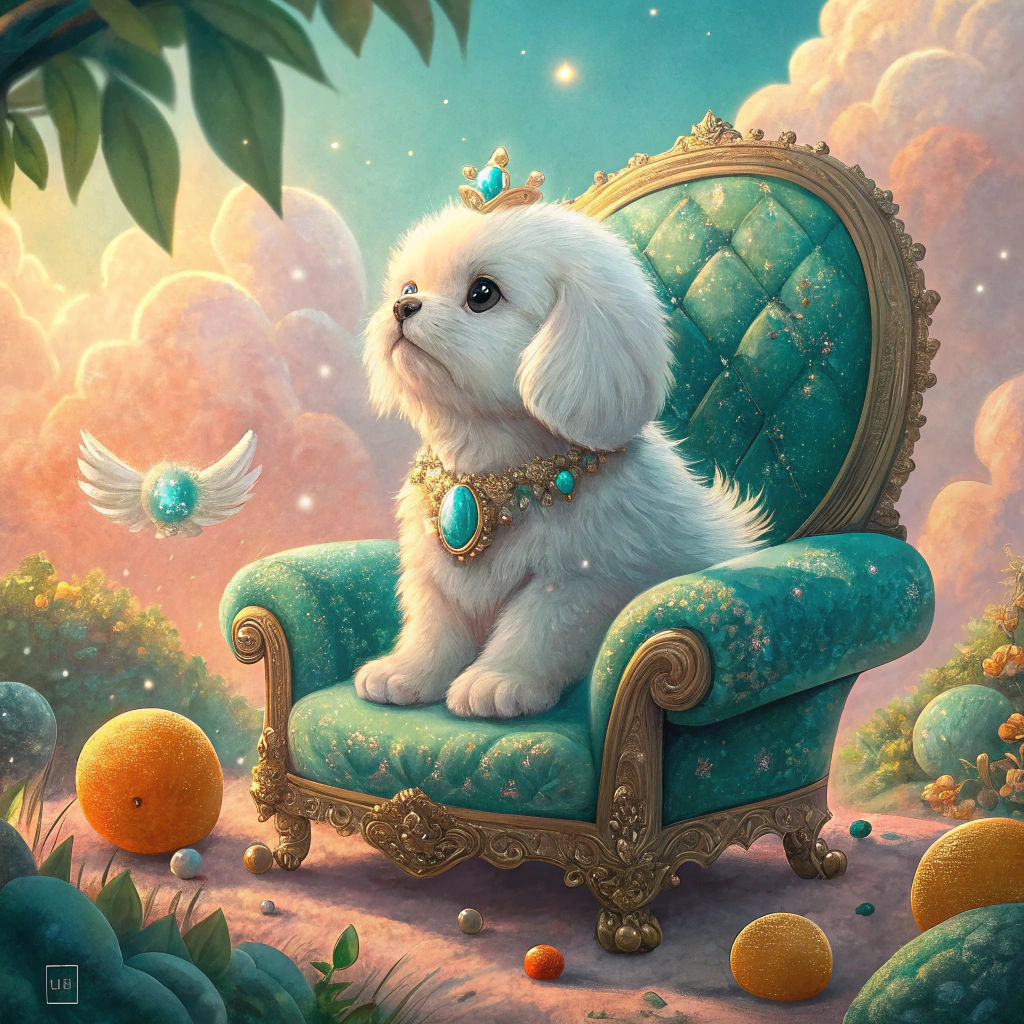 Cinnamoroll on Emerald Throne: Fantasy Concept Art