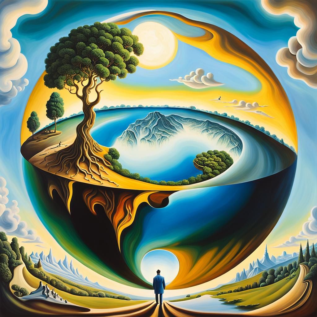 Surreal Earth Held in Hand: Ethereal Landscape