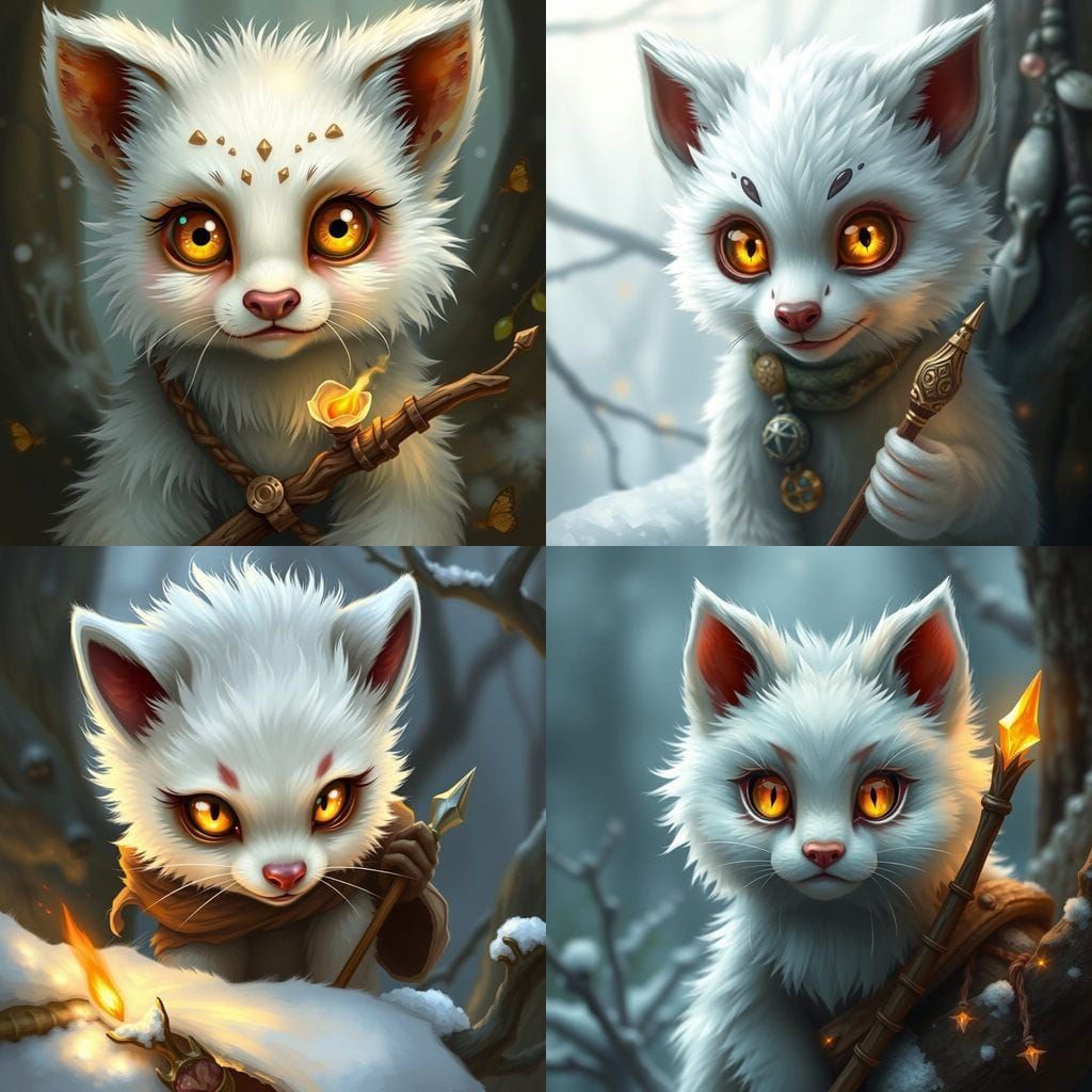 Cute Gnoll Cub with Magic Wand