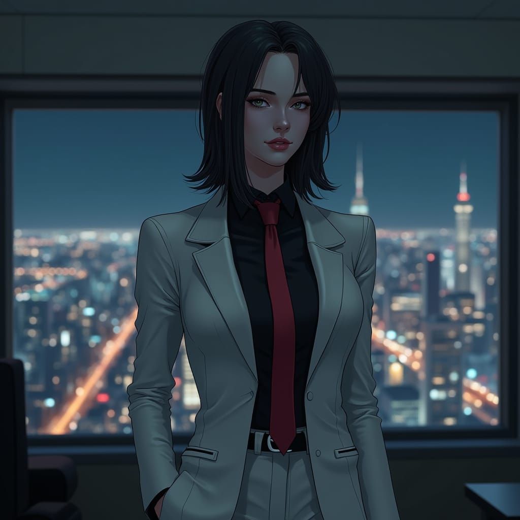 Hyperrealistic Portrait in a Futuristic Cityscape