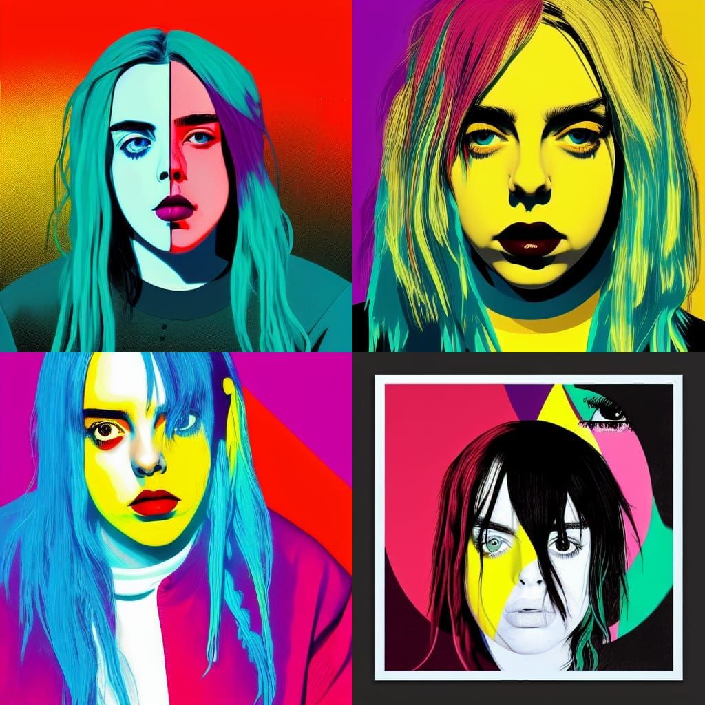 Billie Eilish in Geometric Pop Art Style
