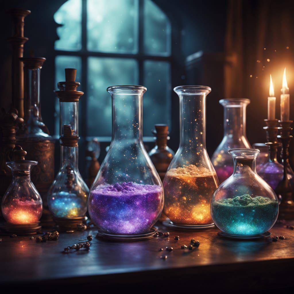 Magical Potions in Vibrant Digital Art