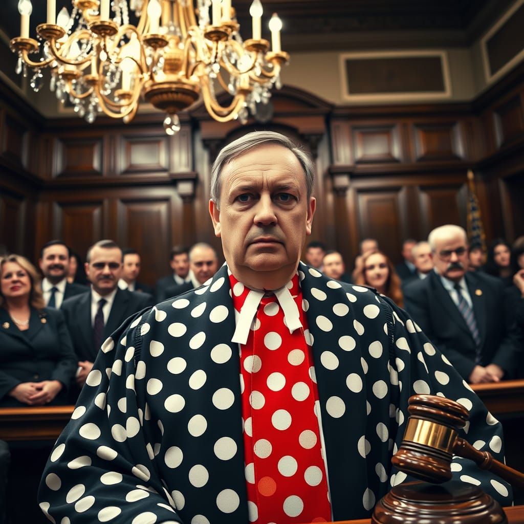 Polka Dot Judge: A Humorous Courtroom Scene
