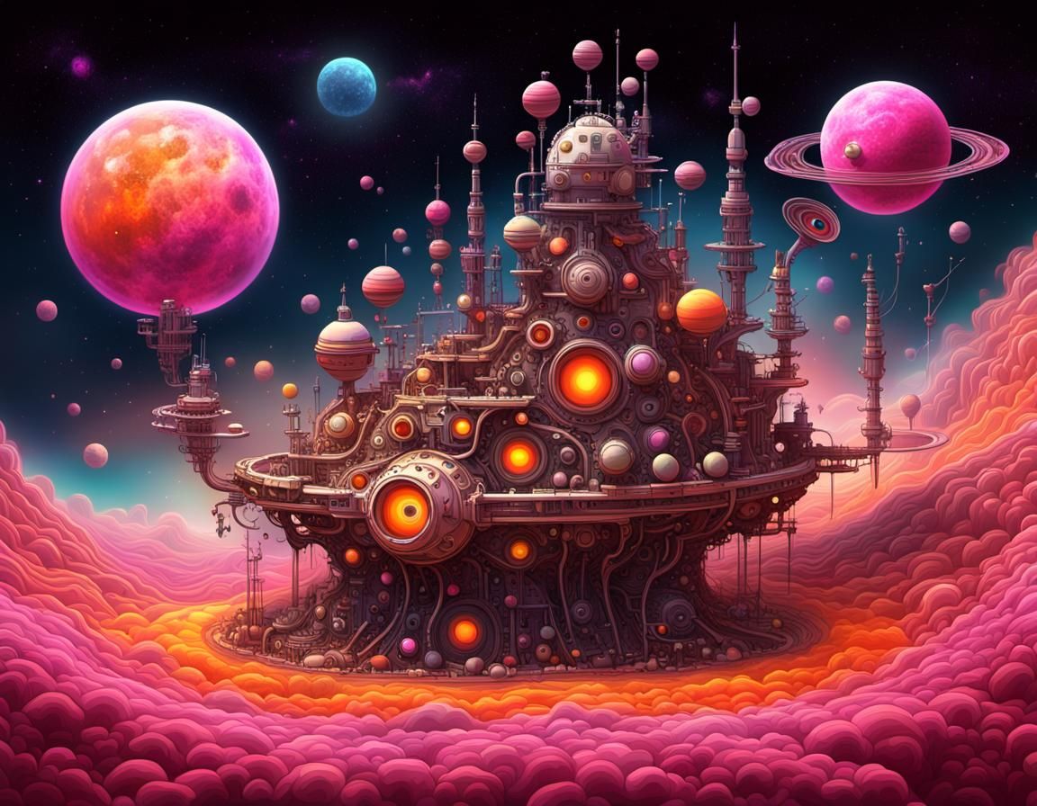 Floral Planet in Nebula, Kandinsky Style