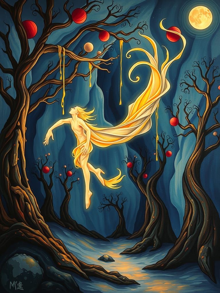 Ethereal Entity Swirls in Surreal Landscape