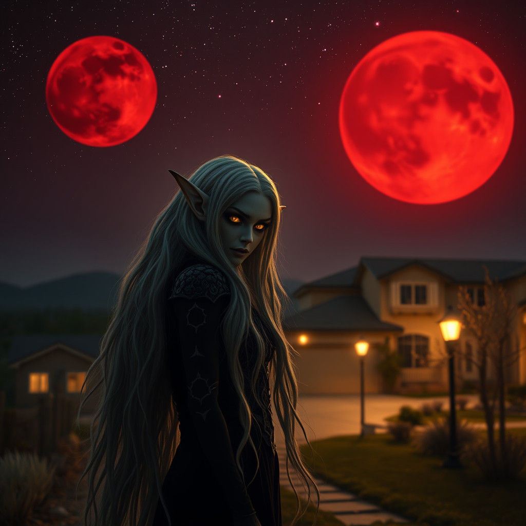 Sinister Elven Time Goddess in Hyperphotorealistic Rendering