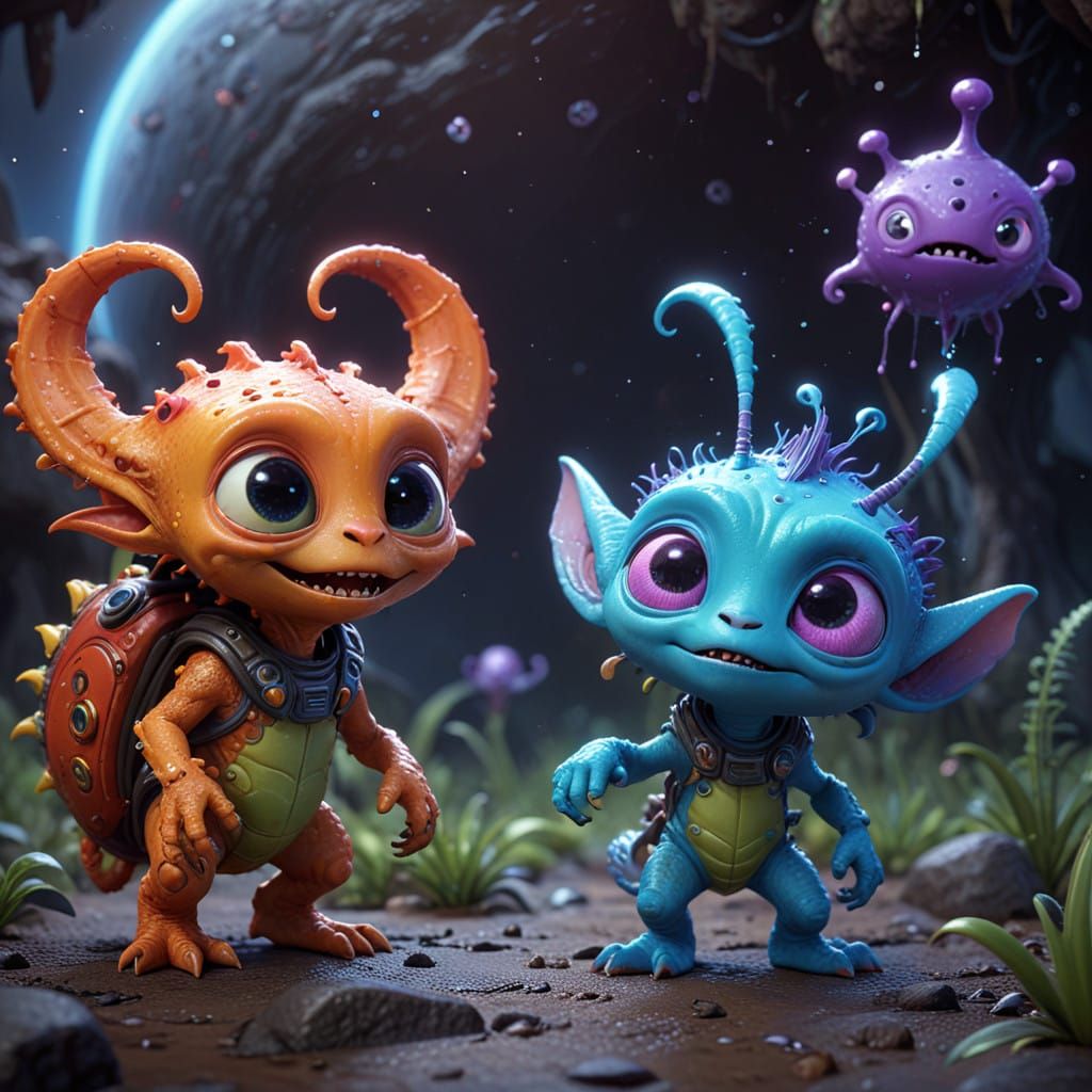 Vibrant Anime Alien Species in 8K Resolution