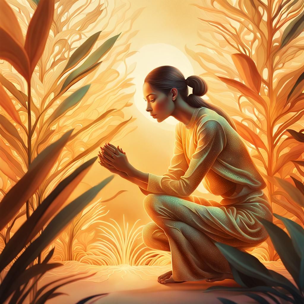 Glowing Surreal Figure in Dreamscape: Bio Art