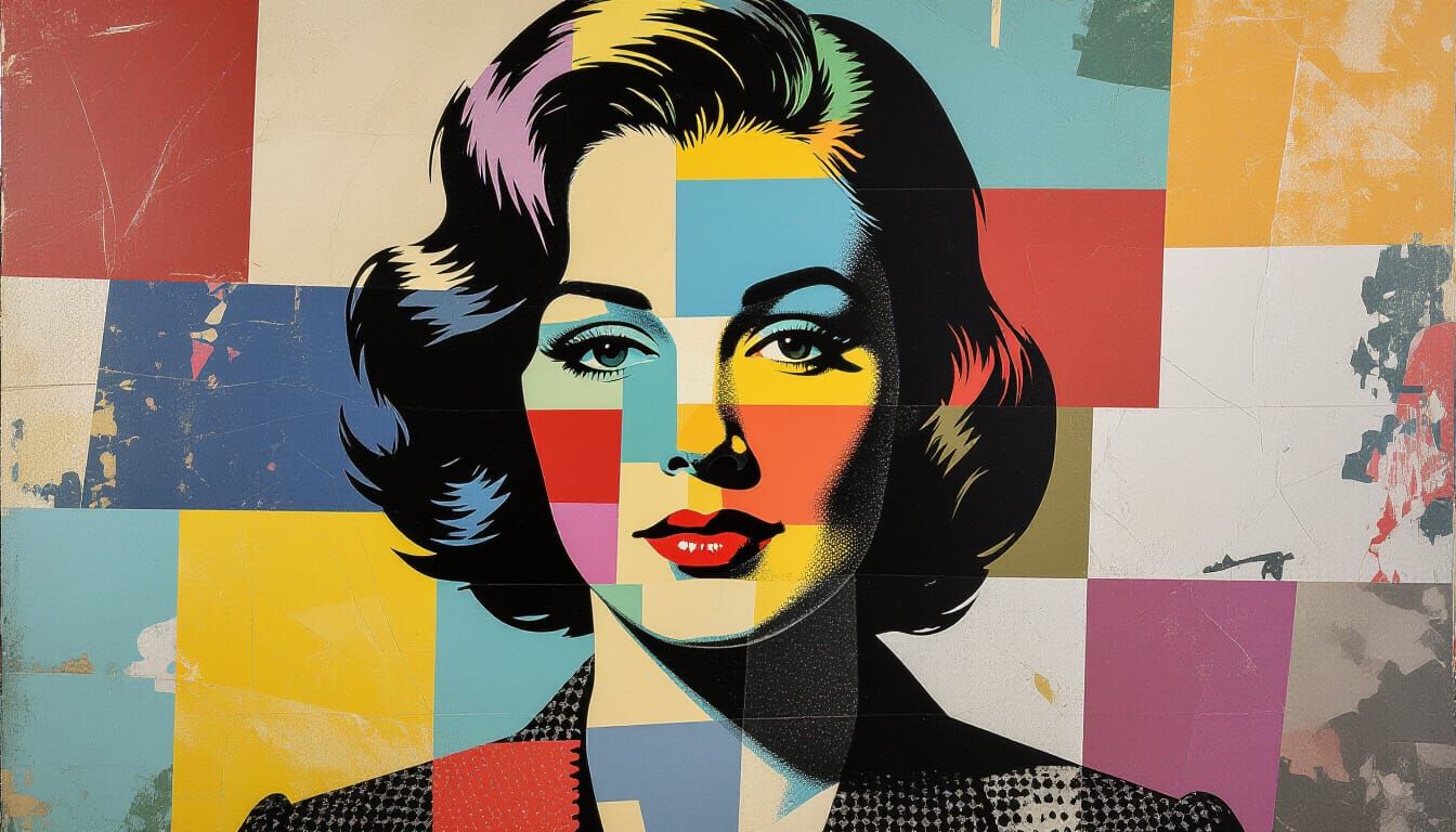 Multicolor Prism Assemblage in Banksy Collage Style