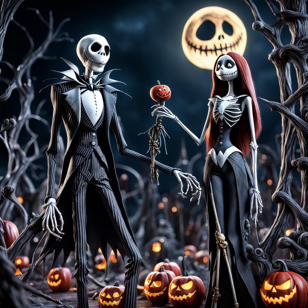 Jack Skellington and Sally in Hyperrealism