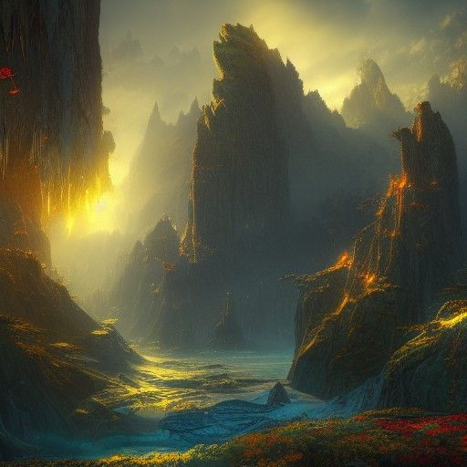 Fantastical Matte Painting in Deep Color, 8K