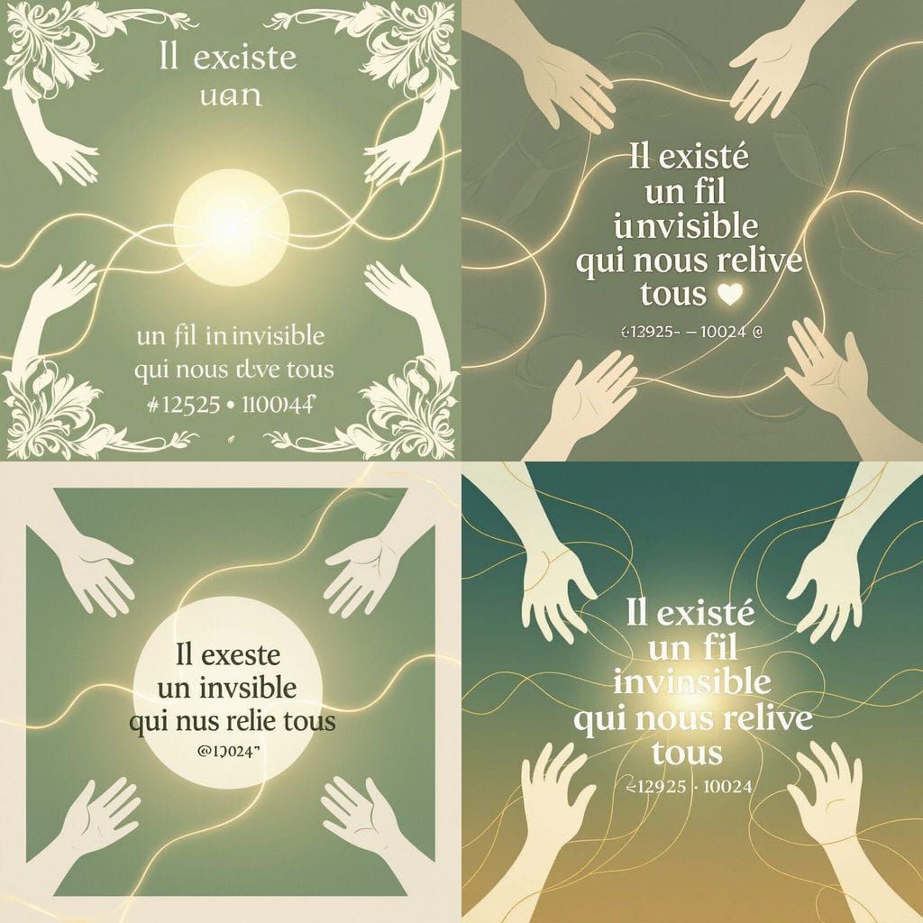 Golden Thread Connects Silhouettes on Gradient Background